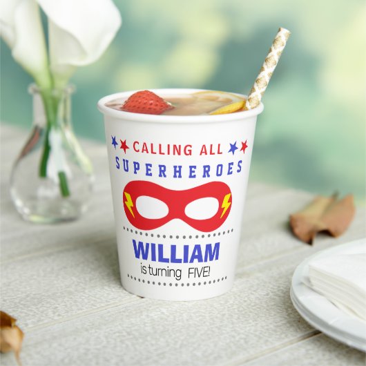 スーパーヘロスパーティーハッピーバースデー 紙コップ (インサイチュ)