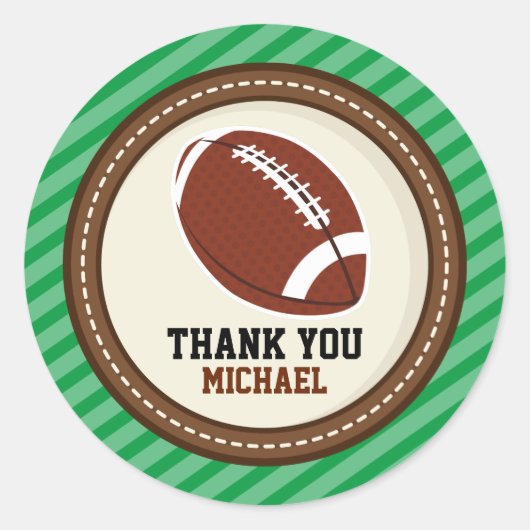 スーパーボウルサッカーラグビーありがとうメッセージカード ラウンドシール (正面)