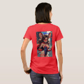 スーパーマウスウーマンマウスの力強い女性の赤いTシャツ bk Tシャツ (裏面フル)