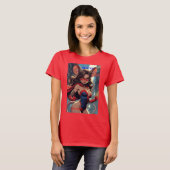 スーパーマウスウーマンマウスの力強い女性の赤いTシャツ Tシャツ (正面フル)