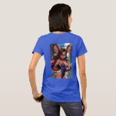 スーパーマウスウーマンマウスの力強い女性ブルーTシャツ bk Tシャツ (裏面フル)