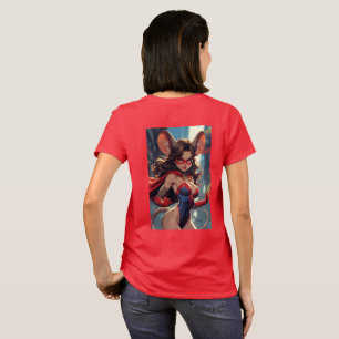 スーパーマウスウーマン 女性用 赤いTシャツ 裏 Tシャツ