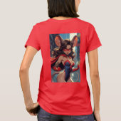 スーパーマウスウーマン 女性用 赤いTシャツ 裏 Tシャツ (裏面)