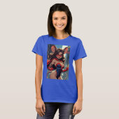 スーパーマウスウーマン 女性 青いTシャツ Tシャツ (正面フル)
