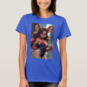 スーパーマウスウーマン 女性 青いTシャツ Tシャツ