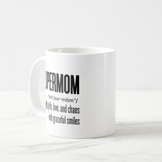 スーパーママおもしろいマライフかわいい母の日の贈り物 コーヒーマグカップ (正面左)