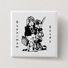 スーパーママ名前をカスタムする母の日 缶バッジ