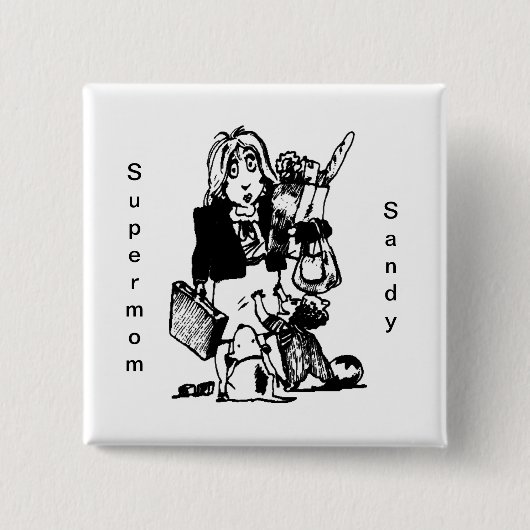 スーパーママ名前をカスタムする母の日 缶バッジ (正面)