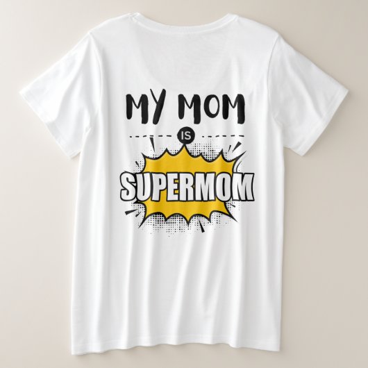 スーパーママ漫画バーストティー プラスサイズTシャツ (デザイン裏面)