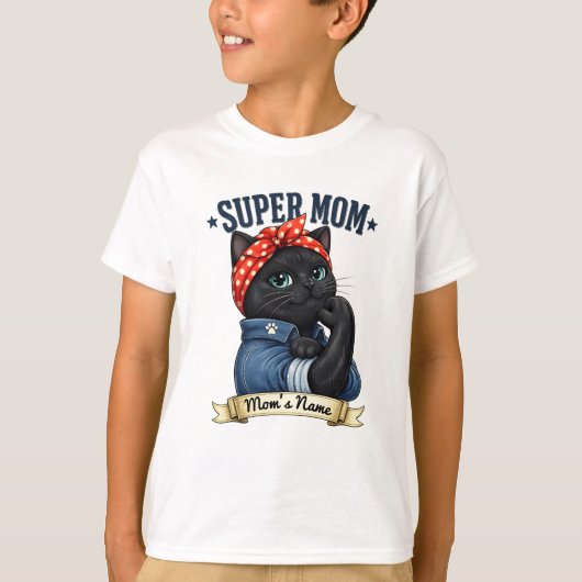 スーパーママ黒猫 – 母の日Tシャツ Tシャツ (正面)