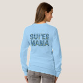 スーパーママ スタイリッシュ フラワー タイポグラフィ Tシャツ (裏面フル)