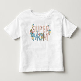 スーパーママ フラワー テキスト デザイン トドラーTシャツ