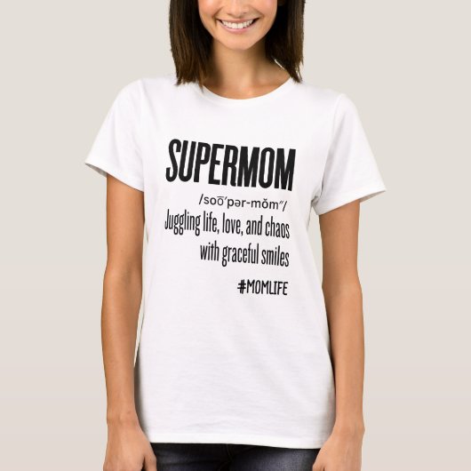 スーパーママmomlifeおもしろいかわいいママの日の贈り物 tシャツ (正面)