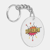 スーパーマムレトロ漫画アポップ・アートのート|キーチェーン キーホルダー (正面左)