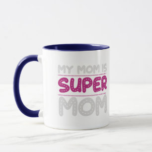 スーパーマム ドットタイポグラフィー ブルー ツートーン コーヒーM マグカップ