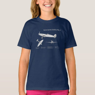 スーパーマリンスピットファイア – 飛行機の設計図ABD Tシャツ