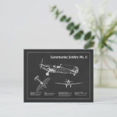 スーパーマリンスピットファイア – 飛行機の設計図PD ポストカード (スタンド正面)