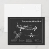 スーパーマリンスピットファイア – 飛行機の設計図PD ポストカード (正面/裏面)