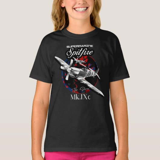 スーパーマリンスピットファイアMK.IXc第2次世界大戦ファイター飛行機 Tシャツ (正面)