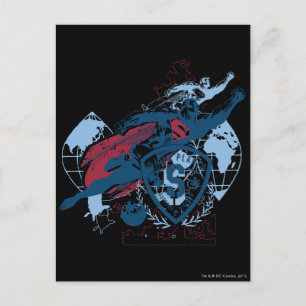 スーパーマンおよび地図 ポストカード