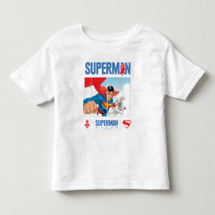 スーパーマンとクリプトが飛ぶ トドラーTシャツ