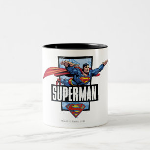 スーパーマンとロゴ縁ど(Superman and Logo) ツートーンマグカップ