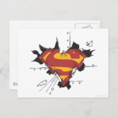 スーパーマンのS盾|の壊れた金属のロゴ ポストカード (正面/裏面)