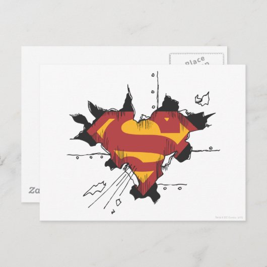 スーパーマンのS盾|の壊れた金属のロゴ ポストカード (正面/裏面)