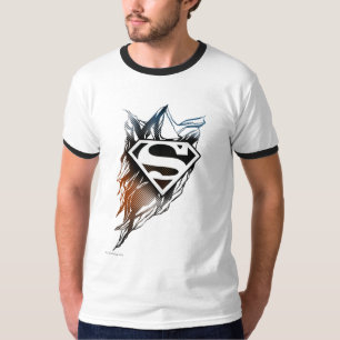 スーパーマン様式化 青いオレンジのロゴ Tシャツ