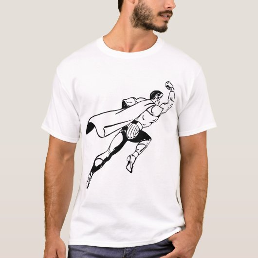 スーパーマン - クラシックな黒と白 Tシャツ (正面)