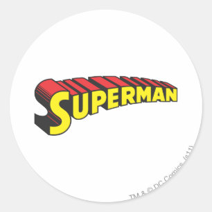 スーパーマン 赤い文字のロゴ ラウンドシール