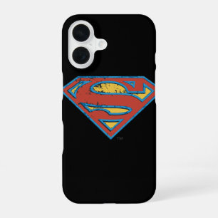 スーパーマンSシールド ブルーアウトライン・グランジロゴ iPhone 16ケース