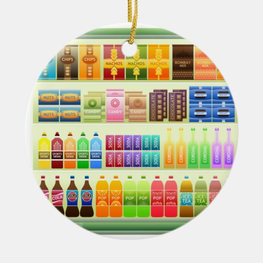 スーパーマーケットの商品のスナック セラミックオーナメント (正面)