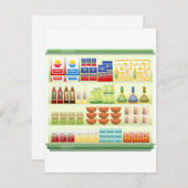 スーパーマーケットの商品の棚の招待状 招待状 (正面/裏面)