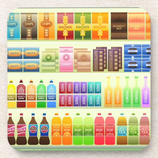 スーパーマーケットの市販の商品スナック コースター (正面)