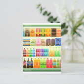 スーパーマーケットの市販の商品スナック ポストカード (スタンド正面)