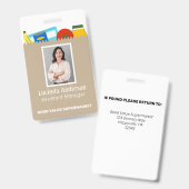 スーパーマーケットスーパーの従業員写真ID バッジ (正面＆裏面)