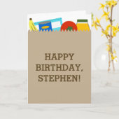 スーパーマーケットバッグサック誕生日 カード (黄色い花)