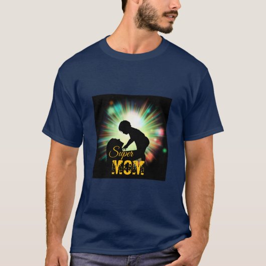 スーパーMOM- ネイビーブルー Tシャツ (正面)