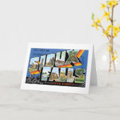 スーフォールズ、サウスダコタからの挨拶! レトロ カード (黄色い花)