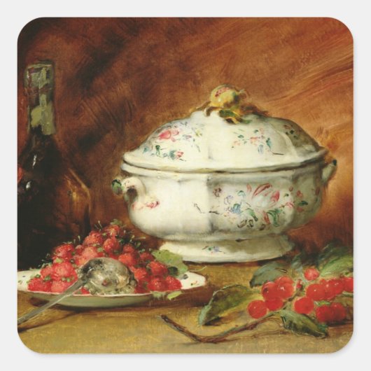 スープを飲む静かな生活 スクエアシール (正面)