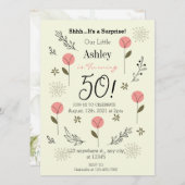 スープエレガントライズフローラ50番目の誕生日招待状 招待状 (正面/裏面)