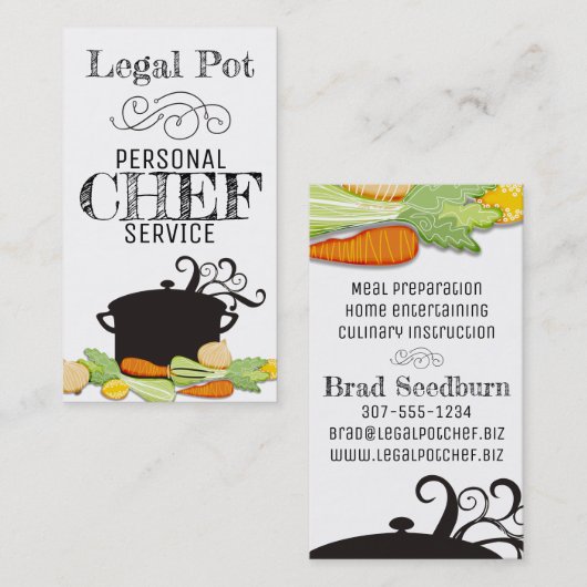 スープポットの野菜のシェフの料理用の名刺 名刺 (正面/裏面)