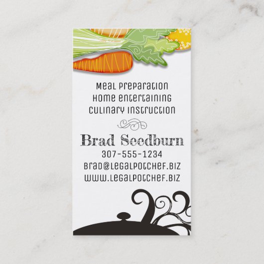 スープポットの野菜のシェフの料理用の名刺 名刺 (裏面)
