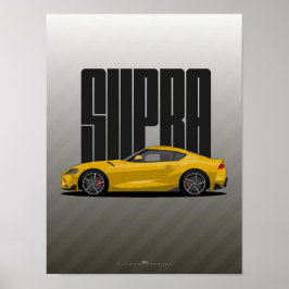 スープラMK5 – イエロースポーツカー ポスター