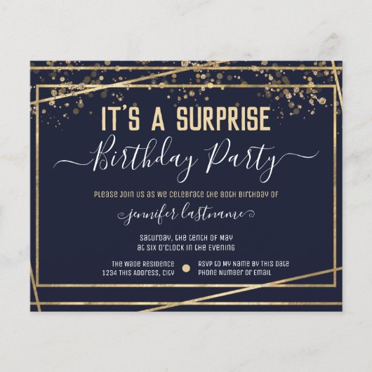 スープリーズ誕生日パーティバジェット招待状 (正面)