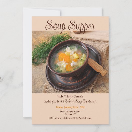 スープ夕食招待状 招待状 (正面)