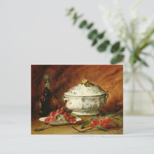 スープ深皿が付いている静物画 ポストカード (スタンド正面)