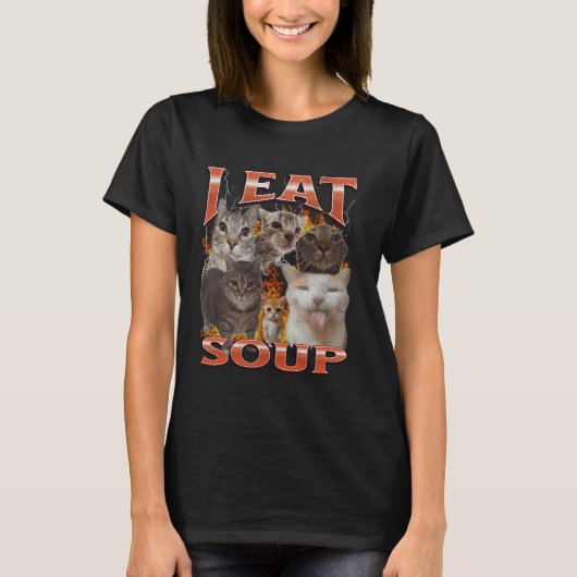 スープ・面白い・猫・ミーム・海賊版 グラフィック Tシャツ (正面)