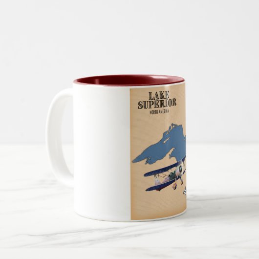 スーペリア湖北アメリカの地図 ツートーンマグカップ (正面左)